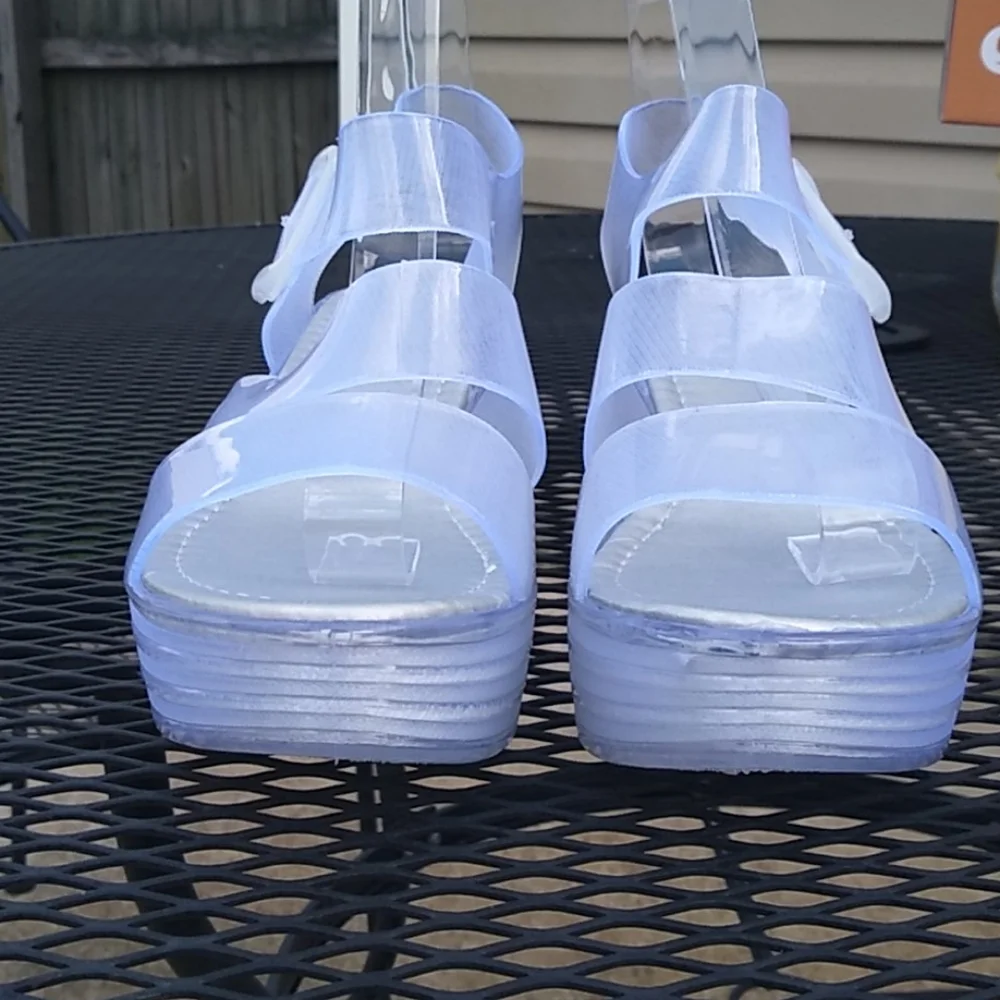 Clear platform‎ sandals size 8